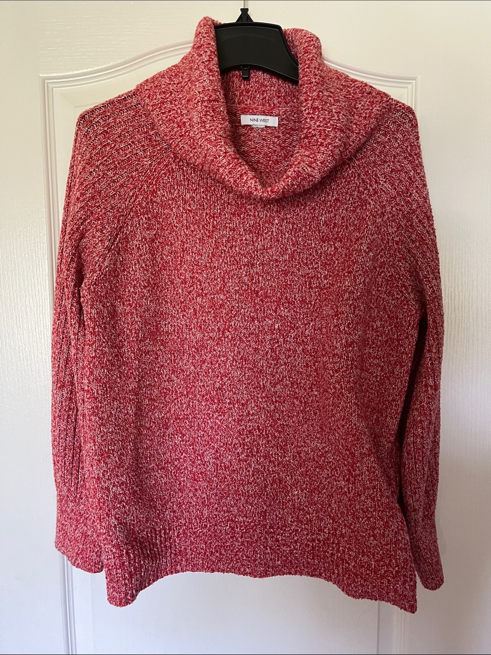 Nine West Red Marled Cowl Sweater